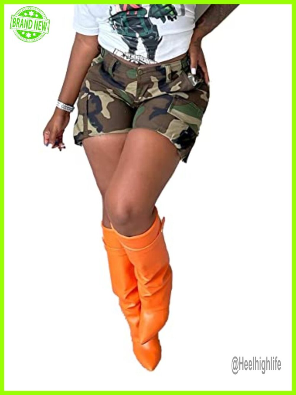 Seltaon Women Camo Cargo Shorts Camouflage Army Fatigue Jorts Plus Size